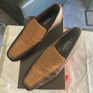 a.testoni Italian-made Loafer/Moccasin  Brown Leather and Caramel Suede, Size 10